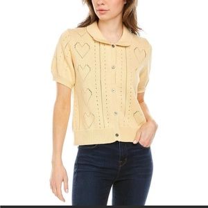 Minnie Rose Short Sleeve Pointelle Cardigan